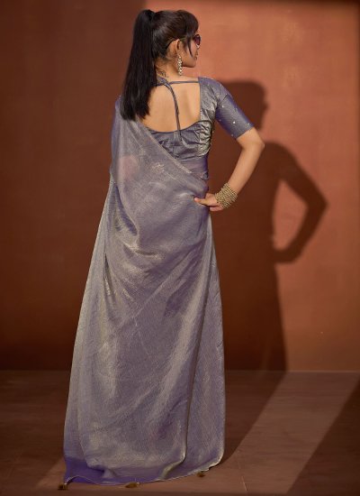 
                            Flamboyant Sequins Lavender Silk Contemporary Saree