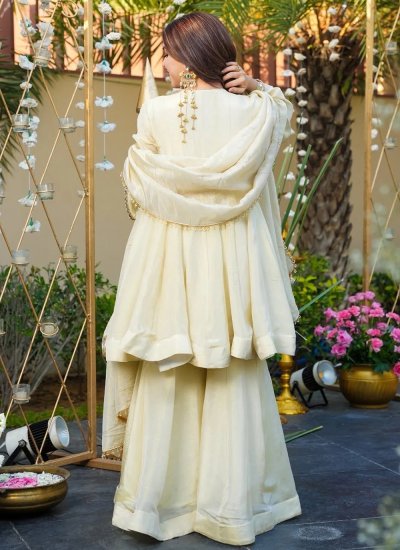 
                            Floral Chinon Cream Salwar Suit