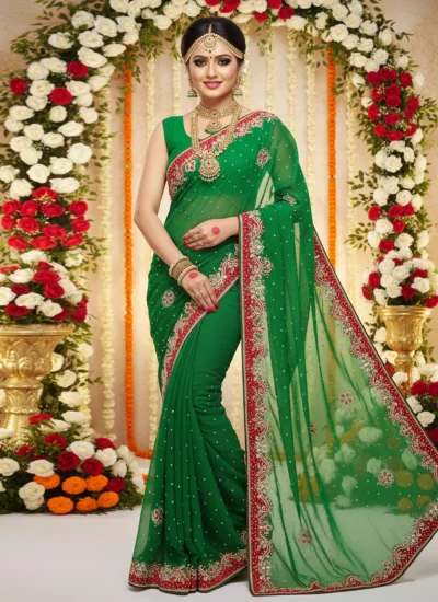 Georgette Classic Saree in Green
