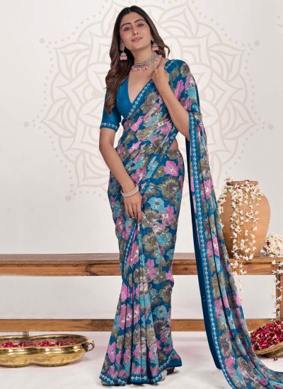 Georgette Classic Saree in Multi Colour