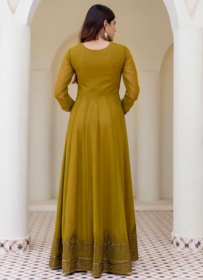 
                            Georgette Embroidered Green Designer Gown