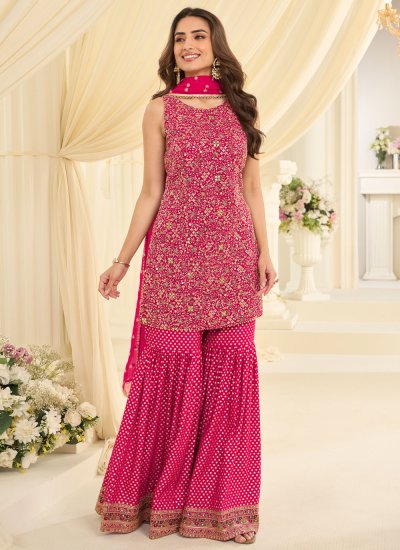 
                            Georgette Pink Readymade Salwar Kameez