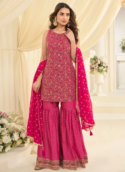 Georgette Pink Readymade Salwar Kameez
