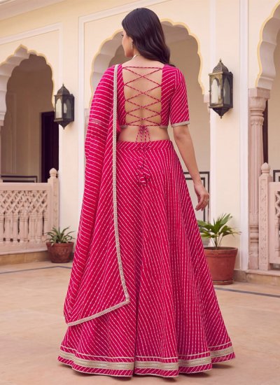 
                            Georgette Print Pink A Line Lehenga Choli
