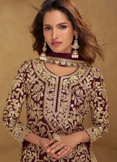 
                            Georgette Readymade Salwar Kameez in Maroon