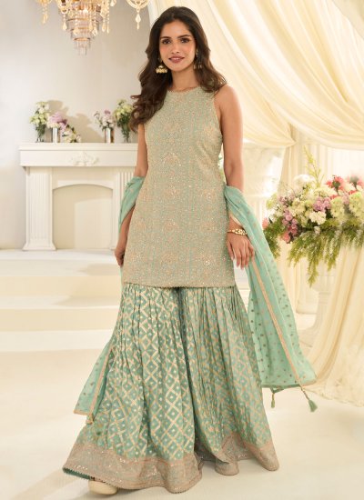 
                            Georgette Salwar Kameez in Sea Green