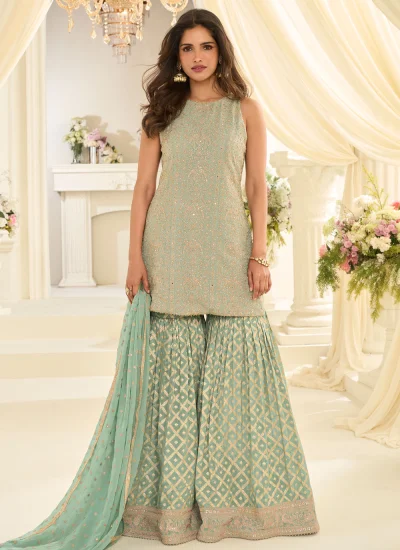 Georgette Salwar Kameez in Sea Green