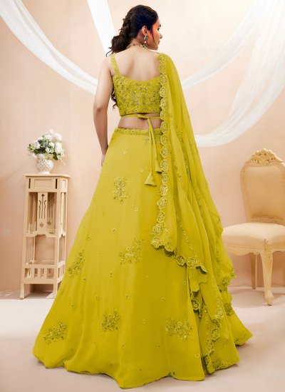 
                            Georgette Sequins Lehenga Choli in Yellow Colour