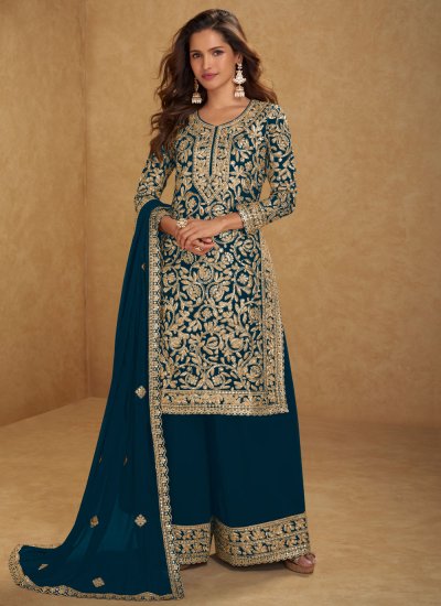 Georgette Teal Salwar Kameez