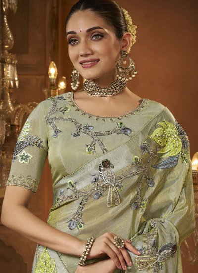 
                            Gilded Embroidered Trendy Saree