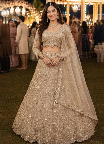 Glamorous Cream Beads Readymade Lehenga Choli