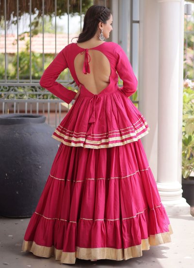 
                            Glamorous Gota Work Pink Readymade Lehenga Choli