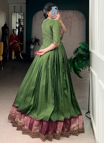 
                            Gleaming Green Trendy Gown