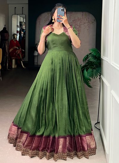 Gleaming Green Trendy Gown