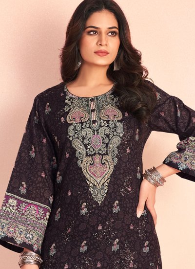 
                            Glorious Digital Print Cotton Lawn Brown Pant Style Suit