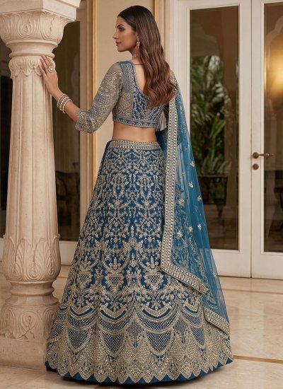 
                            Glorious Teal Embroidered Designer Lehenga Choli