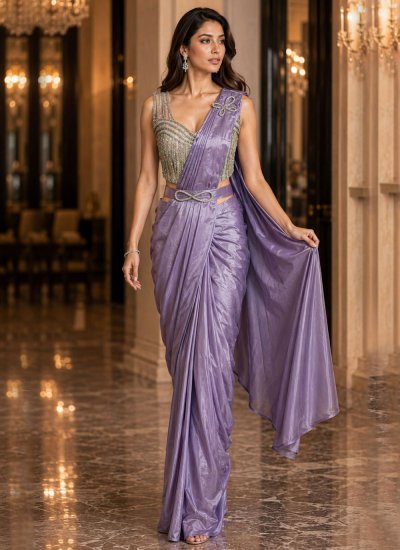 Glossy Chinon Party Trendy Saree