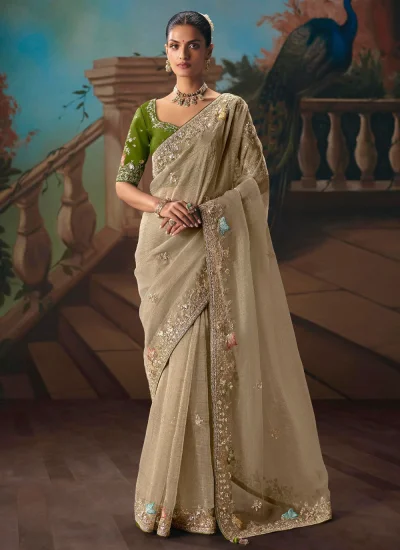 Glossy Thread Work Ceremonial Classic Saree