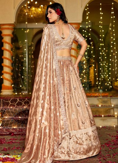 
                            Gold Engagement Tissue Designer Lehenga Choli
