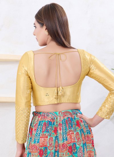 
                            Gold Mirror Silk Designer Blouse
