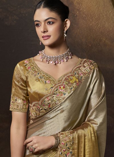 
                            Gold Party Contemporary Saree