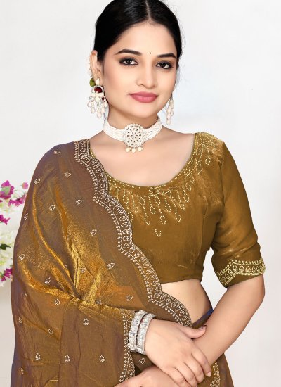 
                            Gold Zircon Party Classic Saree