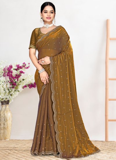 Gold Zircon Party Classic Saree