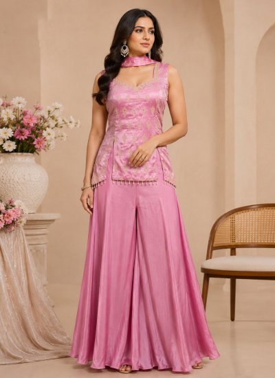Gorgonize Beads Georgette Pink Salwar Kameez