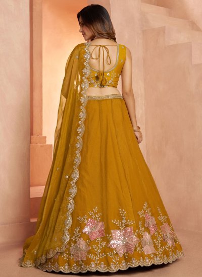 
                            Gorgonize Embroidered Mustard Tissue Designer Lehenga Choli