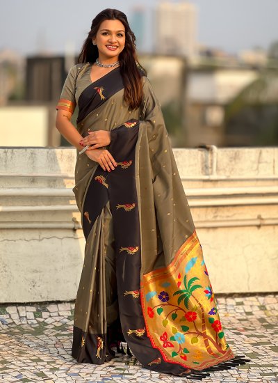 Graceful Brown Silk Classic Saree