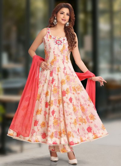 Graceful Georgette Floral Print Trendy Salwar Kameez