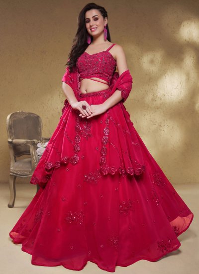 Graceful Georgette Zari Rani Trendy Lehenga Choli