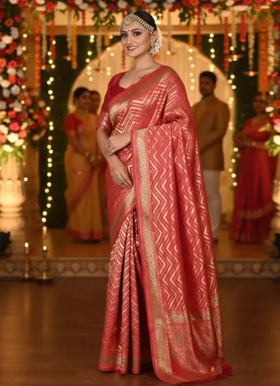 Gratifying Kanjivaram Silk Handwork Trendy Saree