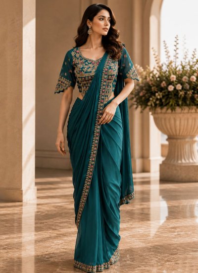Green Armani Contemporary Saree