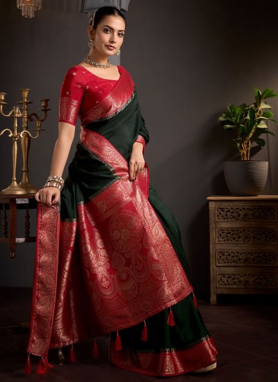 Green Color Classic Saree