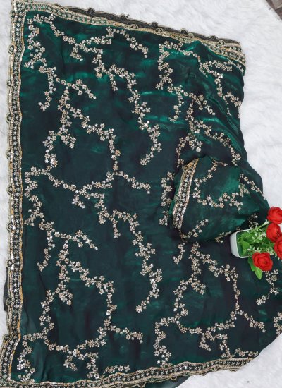 
                            Green Color Trendy Saree