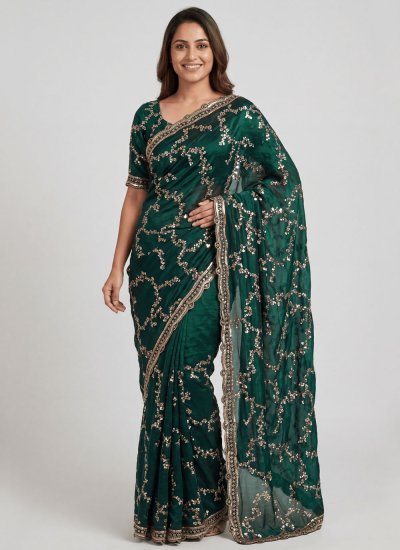 Green Color Trendy Saree