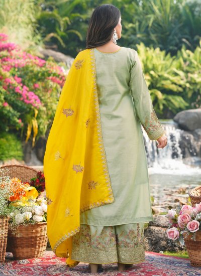 
                            Green Embroidered Ceremonial Readymade Salwar Suit