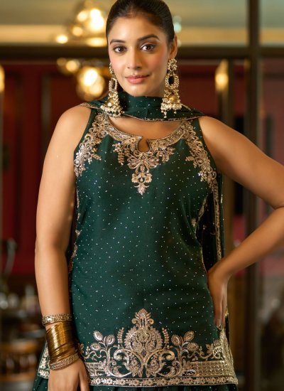 
                            Green Engagement Georgette Readymade Lehenga Choli