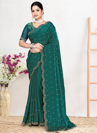 Green Festival Contemporary Saree