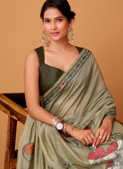 
                            Green Festival Cotton Traditional Saree