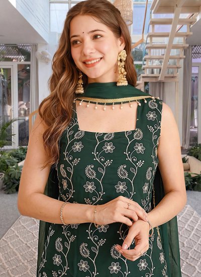 
                            Green Festival Faux Georgette Salwar Kameez