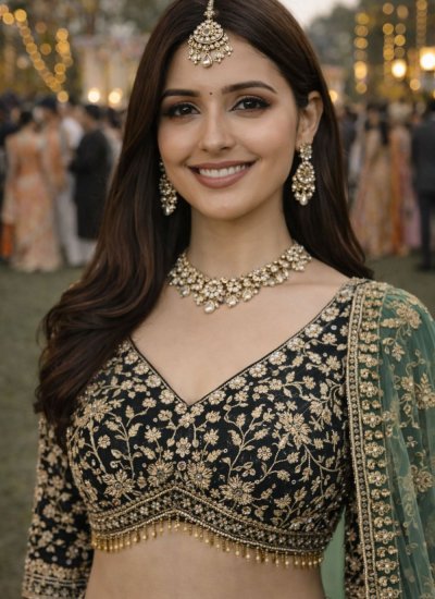 
                            Green Net Lehenga Choli