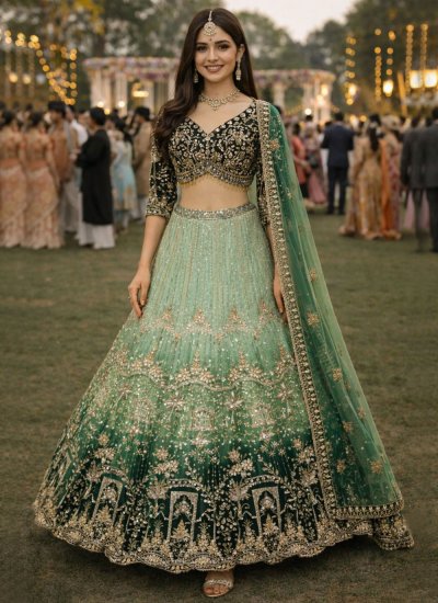 Green Net Lehenga Choli