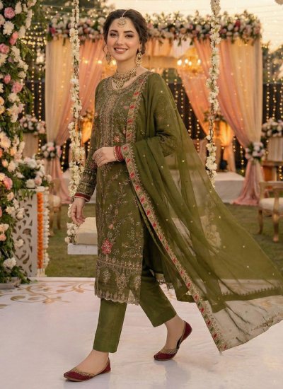 
                            Green Sequins Salwar Kameez