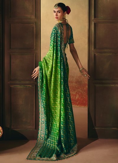 
                            Green Sequins Saree