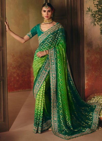 Green Sequins Saree