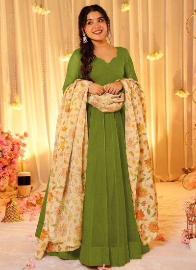 Green Silk Ceremonial Readymade Gown