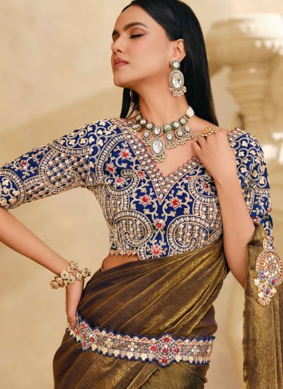 
                            Green Silk Embroidered Trendy Saree