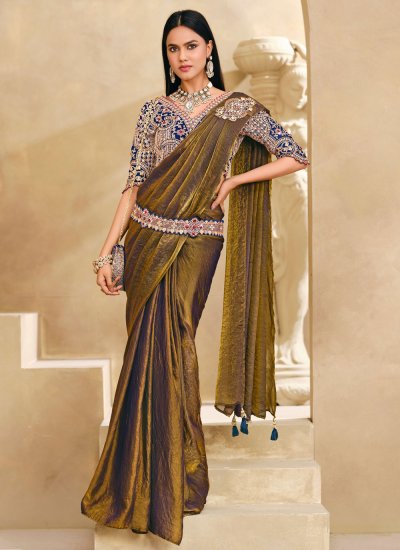 Green Silk Embroidered Trendy Saree